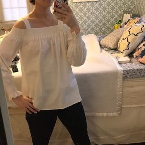 Loft white cut out shoulder blouse